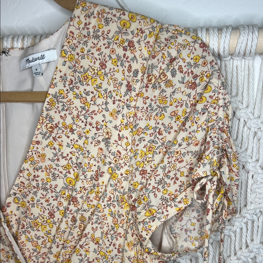 Madewell Cream and Mustard Floral Wrap Midi Dress - Picture 3 of 8